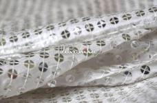 120 Grams Big Silver Sequins Embroidery on Dyeable Viscose Upada Fabric 44inch